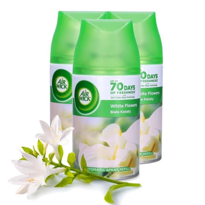 Désodorisant Air Wick Freshmatic au parfum de Fleurs Blanches 250ml - 3 pièces