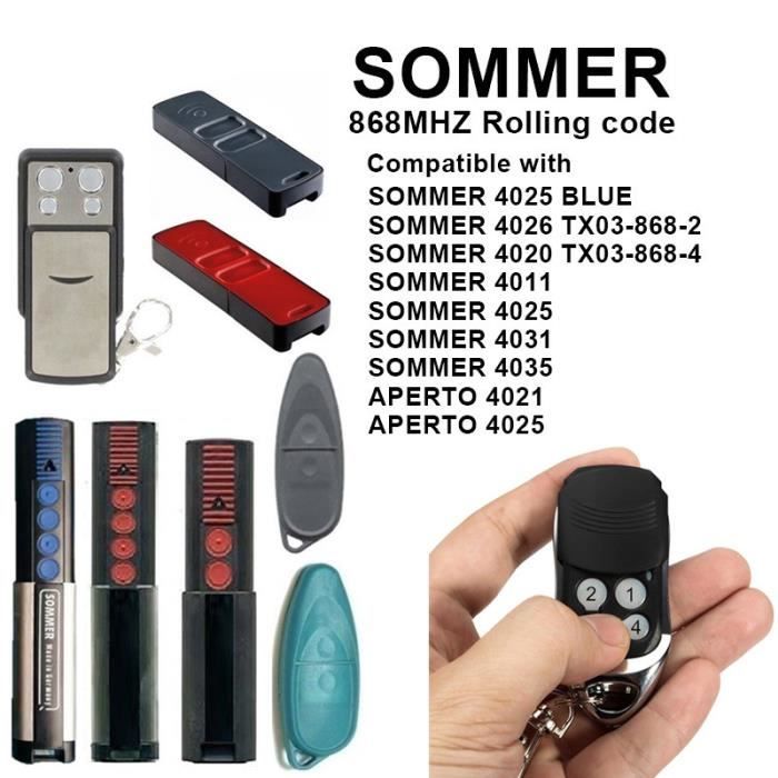 SOMMER 4020 4026 TX03-868-4 Télécommande De Portail 868MHz Sommer Code Tournant 