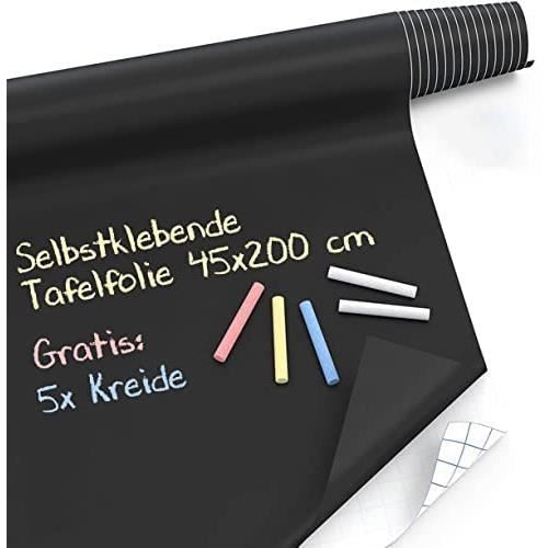 15€60 sur Tableau noir autocollant en vinyle avec des craies - Achat & prix