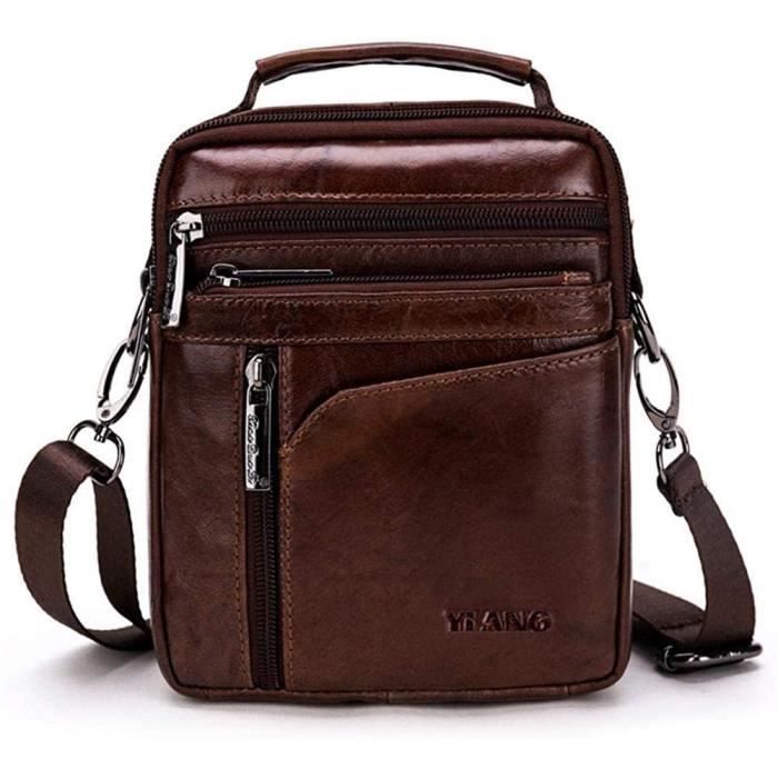 Sac Port paule en Cuir Sacoche Bandouliere Cuir Homme Veritable