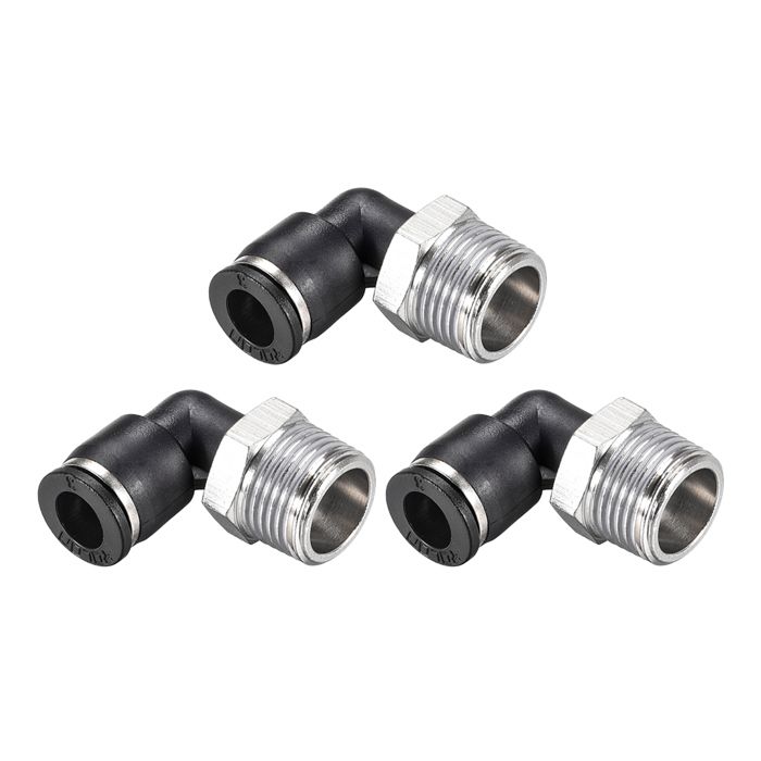 5 Raccords Rapides Pousser 6mm X 3/8 NPT - Laiton Nickelé - Pour Systèmes Pneumatiques, Air Industriel