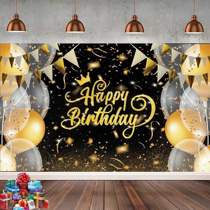 Rayures blanc-violet et toile de fond joyeux anniversaire or