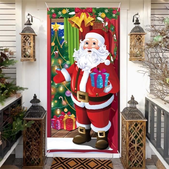 Couverture de Porte de Père Noël Décorations Noël Couverture Porte