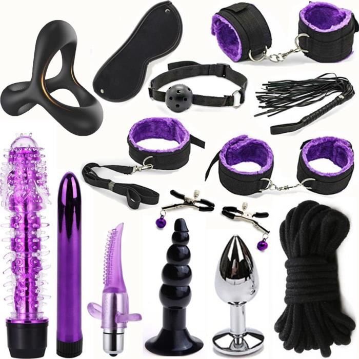 Kit BDSM - Débutant - 7 pièces - Noir - Menottes - Masque pour les yeux - Boutique Erotique