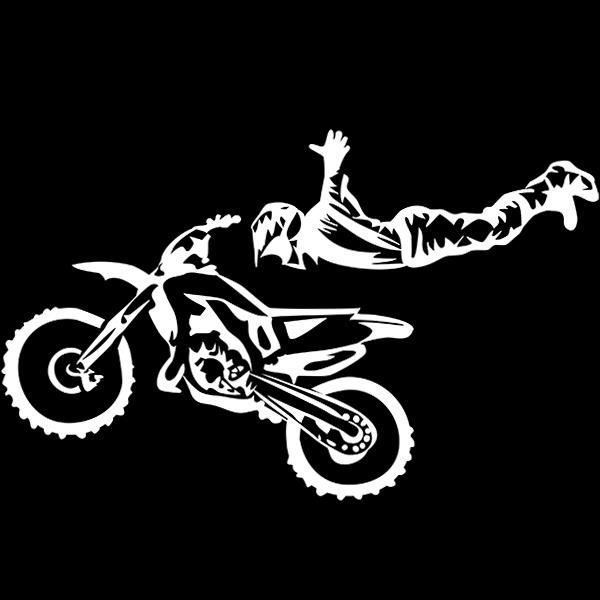 Sticker Moto Cross Acrobatie 60x97 Cm Blanc Moto015 Cdiscount Maison