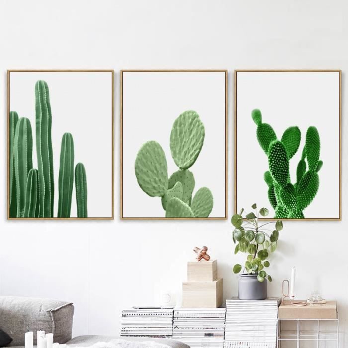 Sans Cadre 3pcs Vert Plantes Cactus Toile Peinture Hd Imprimer Wall Art Decoration De La Maison 30x40cmx3p Unframed Achat Vente Tableau Toile Cdiscount