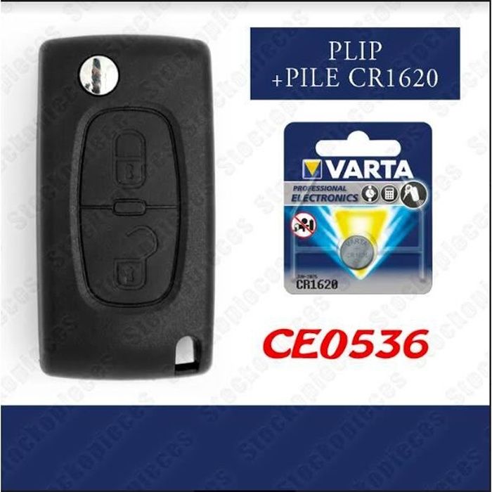 Coque Télécommande Plip Clé Peugeot 2 Bouton 107 207 307 407 CE0523 Sans Rainure