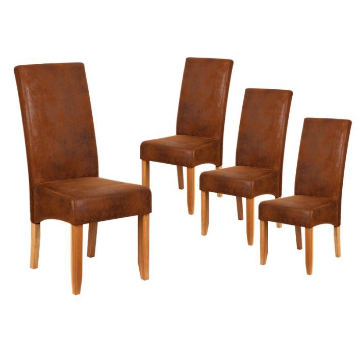 Lot de 4 Chaises de séjour, couleur Marron.  Cdiscount Maison