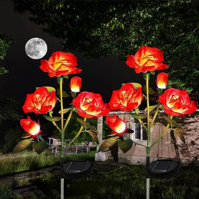 Lampe Solaire Exterieur- Lumières de chemin solaires Lampes solaires à LED  extérieures décoratives avec 10 fleurs roses Pour A851 - Cdiscount Maison