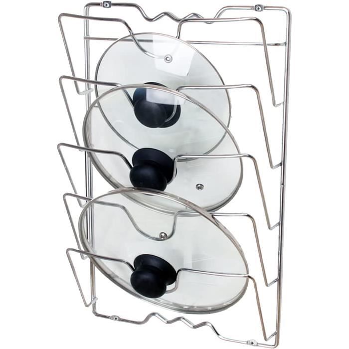 Support Couvercle Casserole Et Cuillère Bieiyhe - Porte-Ustensiles Multifonction Noir Métal