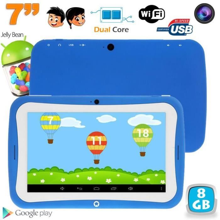 Tablette tactile enfant éducative 7 pouces Android 4.2.2 bleu 8Go