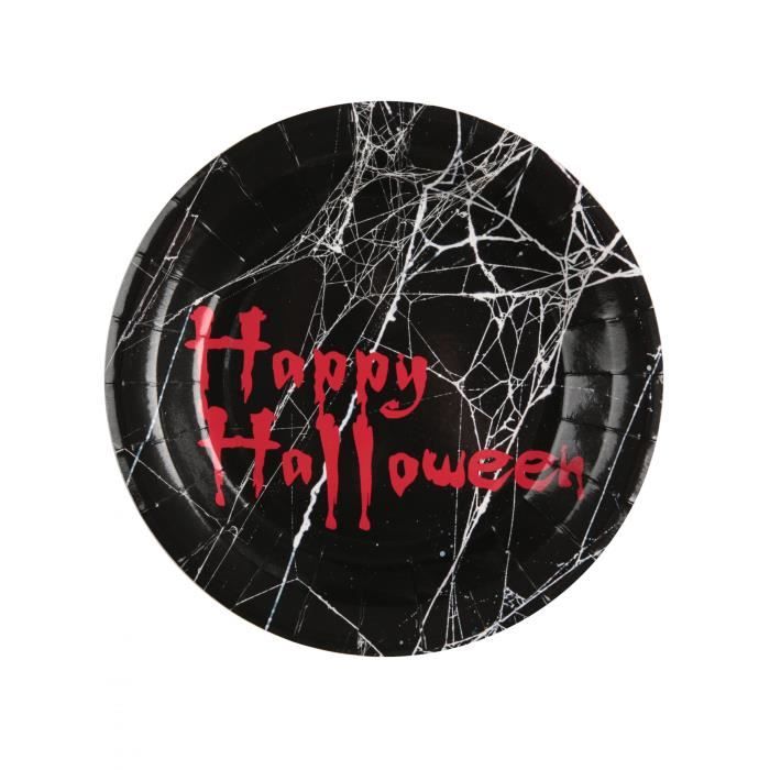 Assiettes en carton - Happy Halloween - 23 cm - Noires - 10 pi?�ces - D?�coration de f??te 