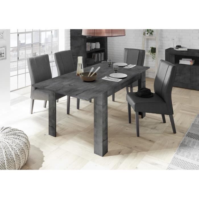 Table à manger 140 cm gris anthracite + rallonge 50 cm URBAN Gris
