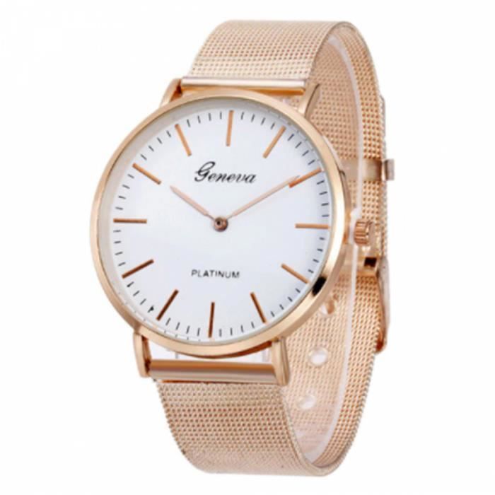Montre Femme Pas Chère Maille Milanaise Doré Rose Quartz