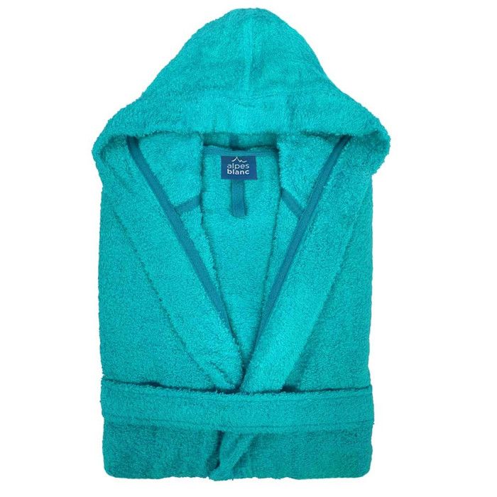 Peignoir capuche 100 coton Couleurs Peignoirs Bleu Canard