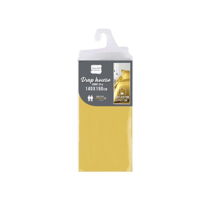 Draps Housse - PROMO LINGE - NOA - Coton - 190x140cm - jaune