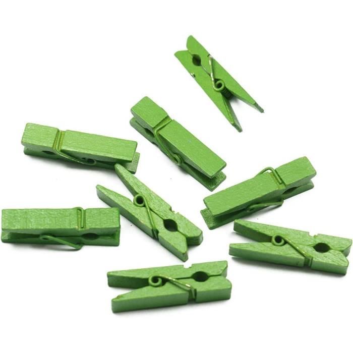 Lot De Mini Pinces à Linge En Bois 25mm – Couleur Vert – Pour Décoration, Loisirs Créatifs – Quantité Au Choix
