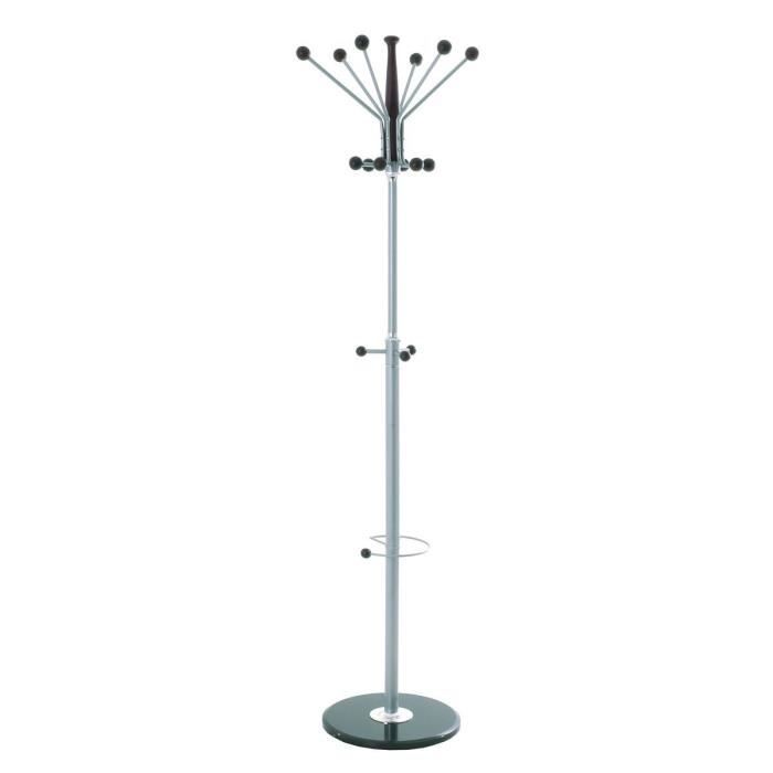 Porte manteaux - [MARQUE] - 16 boules - Gris alu et brun foncé - Pied marbre