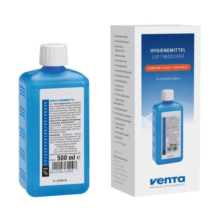 Agent hygiénique pour un fonctionnement hygiénique en continu des Laveurs dAir VENTA Original et Comfort Plus (500ml).
