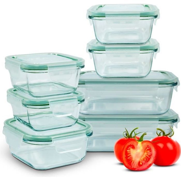 HUSANMP Lot de 6 Récipient Boîtes Alimentaire en Verre, Récipients de
