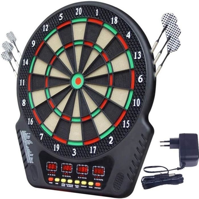 Cible Fléchettes Électronique Avec 6 Fléchettes - 18 Jeux, 159 Variantes - Écran LCD - Jusqu'à 8 Joueurs - Têtes Souples
