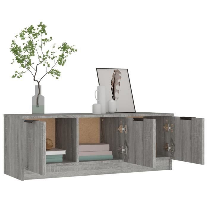Meuble TV - BIGBEN - BI130989 - Sonoma gris - Bois dingénierie - 102x35x36 5 cm Meuble TV - BIGBEN - BI130989 - Sonoma gris - Bois dingénierie - 102x35x36 5 cm