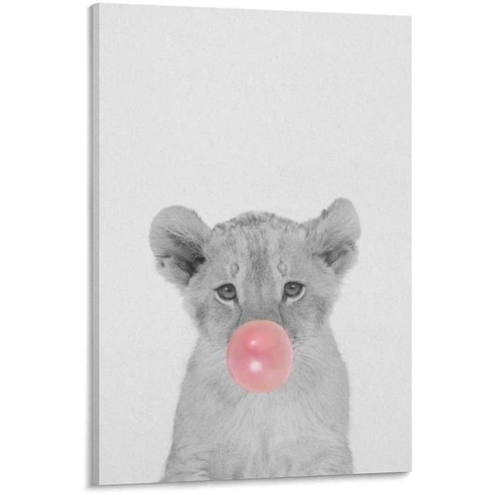 Peinture Sur Toile Motif Bebe Lion Noir Et Blanc Pour Salon Salle De Bain Chambre A Coucher Bureau Cuisine 40x60cm 511 Cdiscount Maison