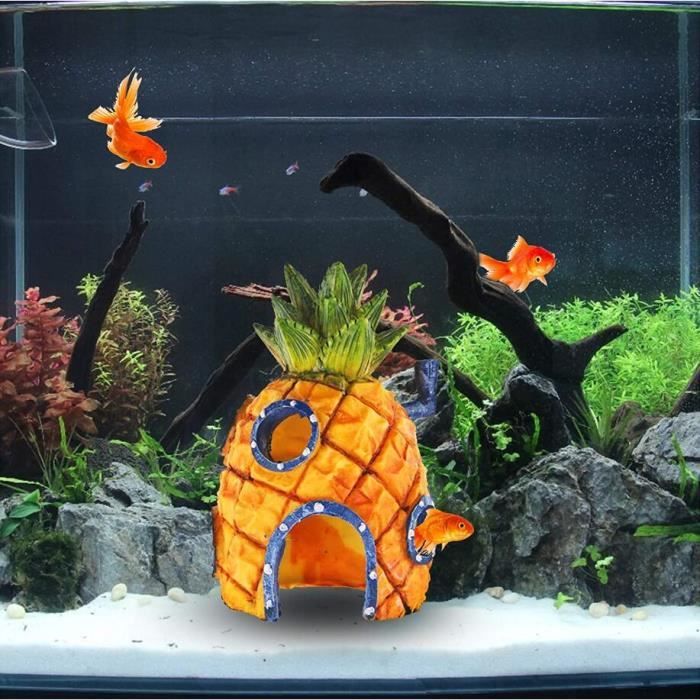 Décoration pour aquarium - Ananas - Résine - Coloré - 55x39 pouces - Écologique