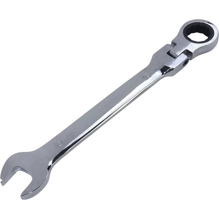 Clé Mixte 12 Mm Fourche/oeil à Cliquet - Longueur 17 Cm - Acier Poli - Non Réversible - Pour Espaces Exigus