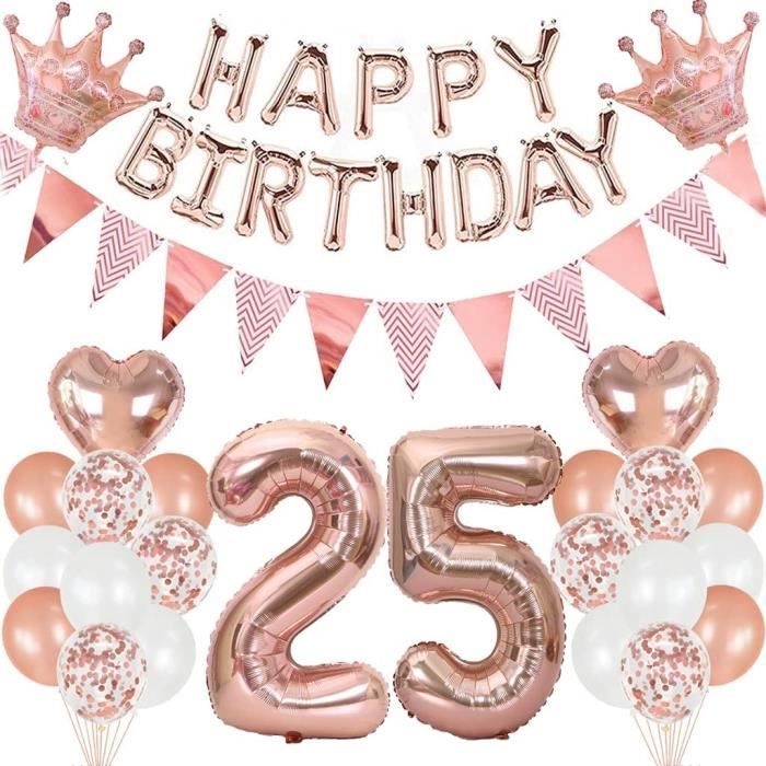25 Anniversaire Femme Ballondecoration Anniversaire Fille 25 Ans  Femmeguirlande Happy Birthday Ballonsgéants Ballon Chiffre 2 801 -  Cdiscount Maison