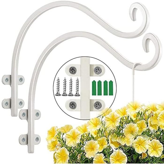 Lot De 2 Crochets Muraux Suspension Plantes Blanc – Fer Forgé Robuste 30 Cm, Style Vintage Jardin & Intérieur