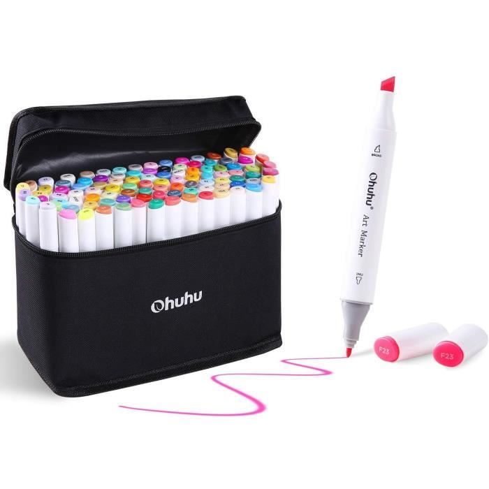 Ohuhu Marqueur Stylo Couleur Marqueurs Oileux Art Marqueur Ensemble Double  Tête Coloriage Manga Croquis Dessin Alcool Feutre Stylo Fournitures  Scolaires