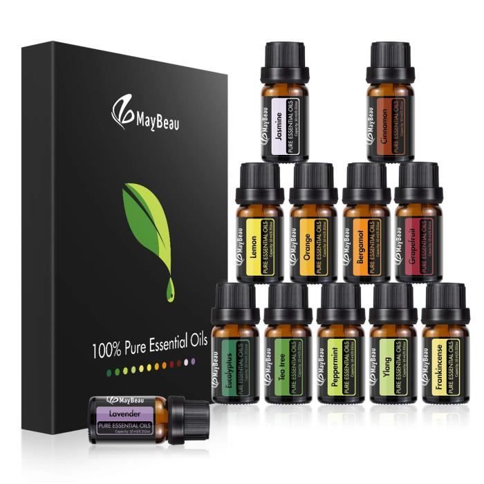 MayBeau 12pcs Huiles Essentielles coffret cadeau 10 ml de plantes