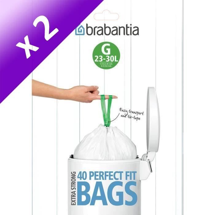BRABANTIA Lot de 40 sacs-poubelle distributeur PerfectFit - 30L (Lot de 2)  - Cdiscount Au quotidien