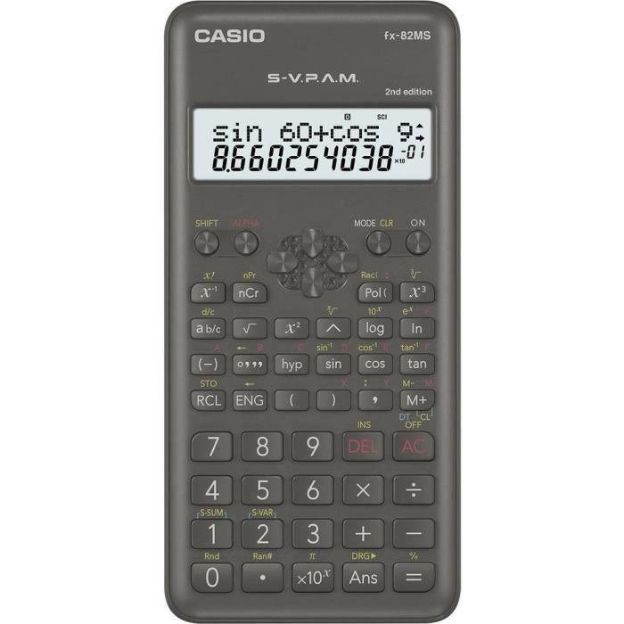 Casio FX-82MS-2 Calculatrice scolaire noir Ecran: 12 à pile(s) (l x H x P) 77 x 14 x 162 mm