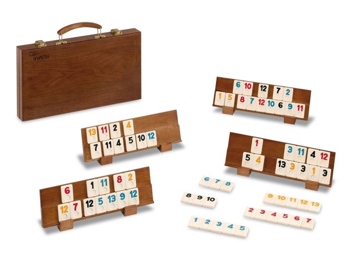 Jeu de Rami - CAYRO - Mallette de Rummi classique en bois - Multicolore - Beige - 3 ans et plus