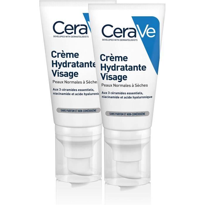 CeraVe Crème Hydratante Visage, 2 x 52ml
