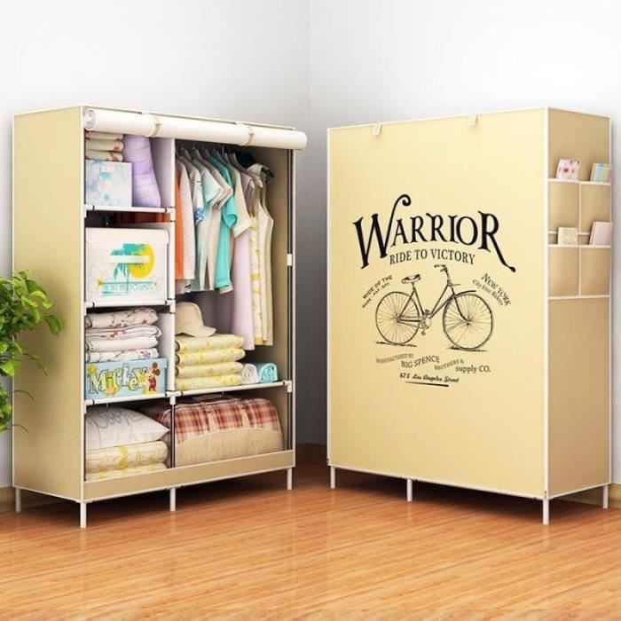 Armoire de Chambre Portable Garde-robe Armoire de Rangement en Tissu Intissé Penderie Dressing Vêtements Jaune 170x105x45cm