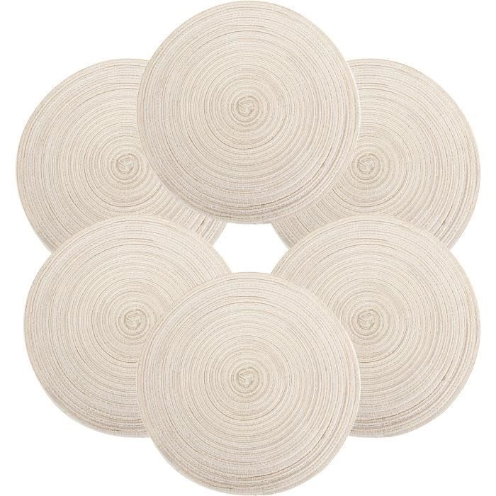 Set De Table Blanc Lot De 4 Sets De Table Ronds En Coton - 18 Cm - Résistants à La Chaleur Set Table Rond