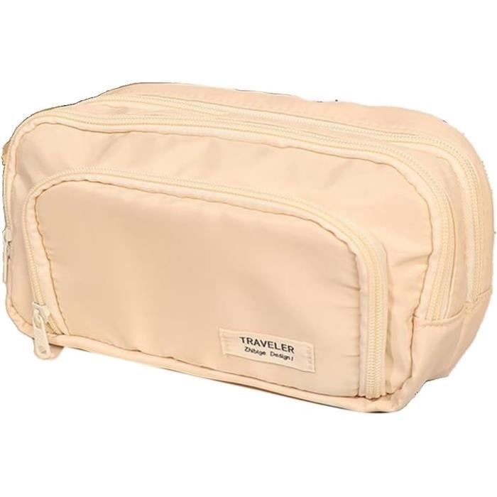 FVPKYUR 21x10cm Trousse À Crayon En Velours Côtelé, Trousse Beige Simple Aesthetic Scolaire, À Crayons Unie, Grande De Papeterie, De Maquillage, Pour Filles, Articles L'École