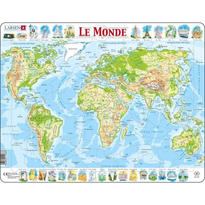 Larsen Puzzle Cadre A5 Carte Politique France 70 Pièces - Éducatif Géographie
