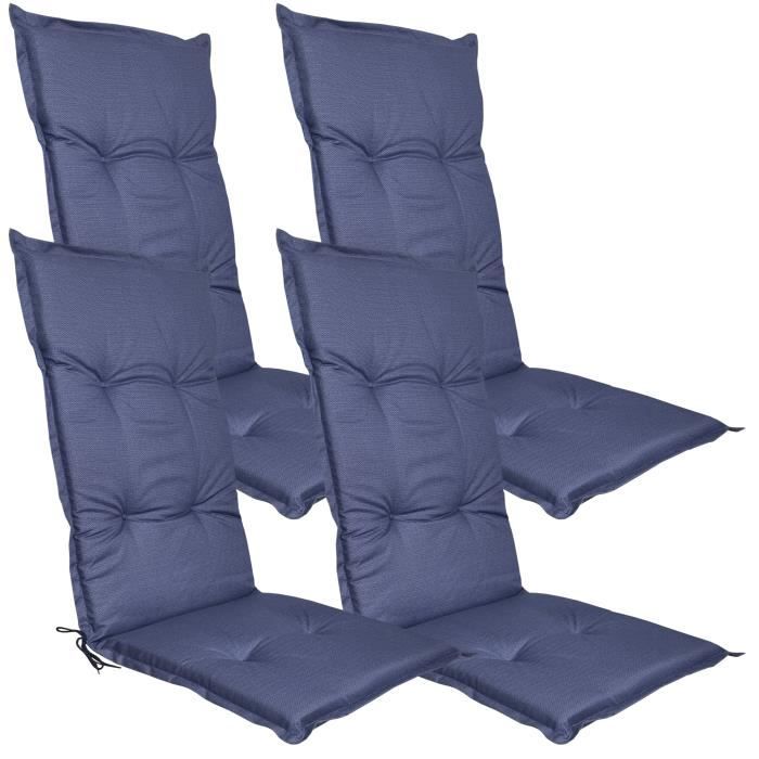 2 x coussins pour chaise à dossier haut fauteuil chaise de jardin en Bleu Coussin Rembourrage Coussins