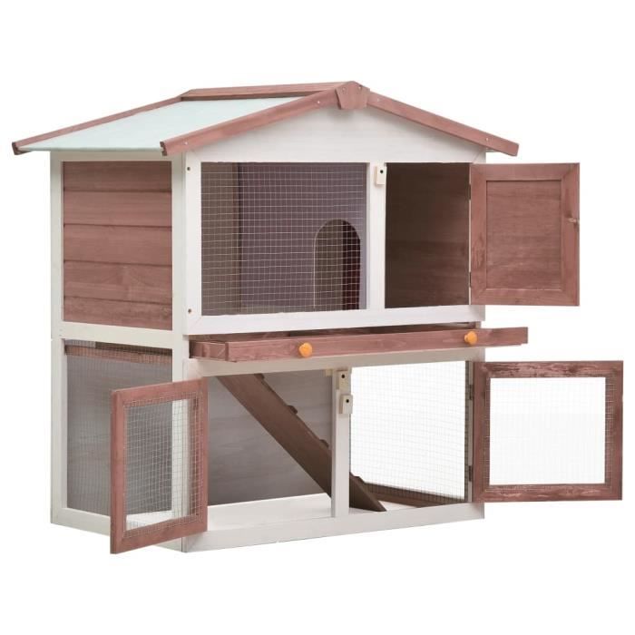 Clapier d'extérieur 3 portes Marron Bois DIOCHE7298381431107
