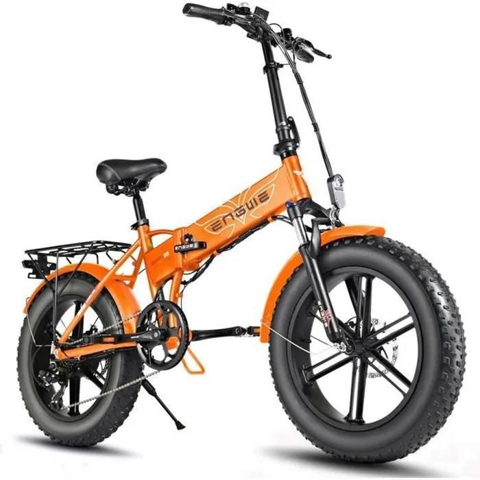 ENGWE EP-2 Pro Vélo Électrique Pliable, SHIMANO 7 Vitesses, Pneus 20 Pouces, Moteur 750W, 48V 13AH Batterie - Orange