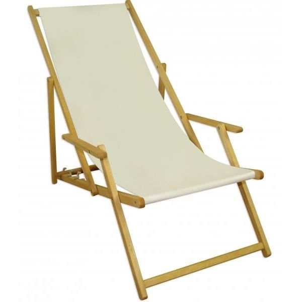 chaise longue de jardin blanche - erst-holz - 10-303n - chilienne - bain de soleil pliant - dossier réglable