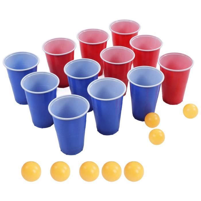 JEU D'ADRESSE Q106764 Beer Pong Game Cup Bar Game Wine Table Casual Game 12  gobelets jetables et 8 boules - Cdiscount Jeux - Jouets