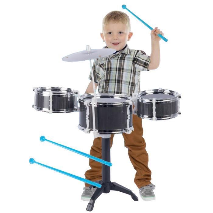 POZICO Mini batterie pour enfants de 1, 2, 3, 4 ans - Jouets de musique -  Instruments de percussion avec 5 tambours, 1 cymbale et 2 baguettes (rose)  : : Jeux et Jouets