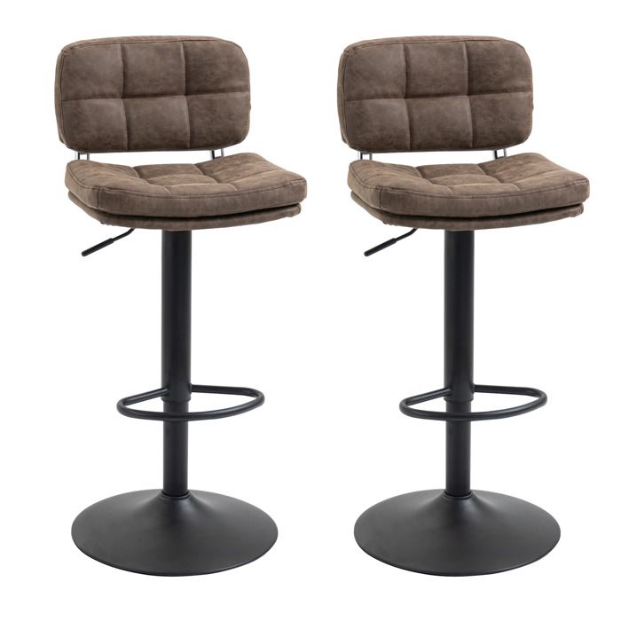 HOMCOM - Tabourets de bar - Revêtement synthétique PU - 41.5x45x107cm - Marron