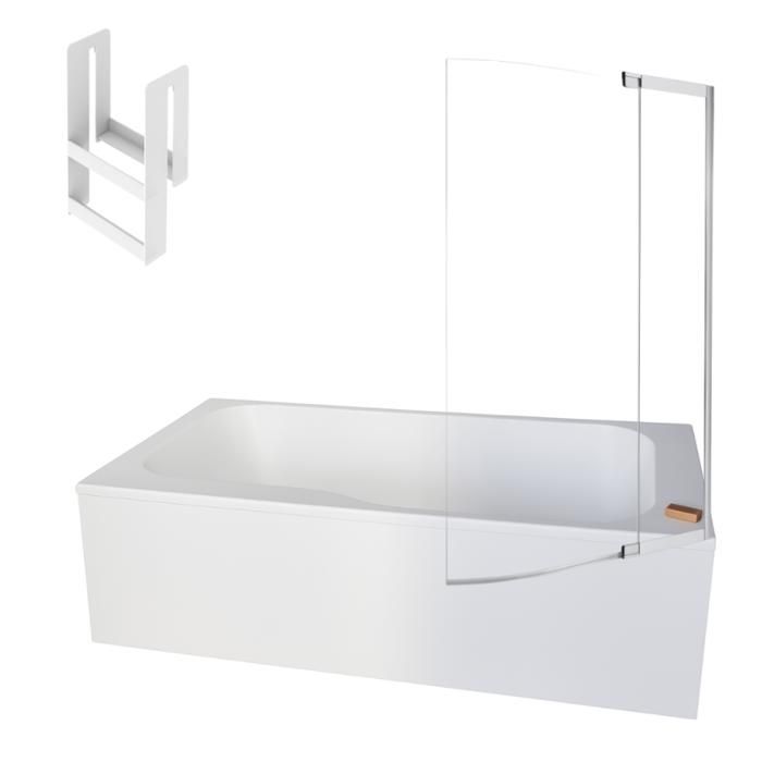 Baignoire bain douche JACOB DELAFON Malice + pare bain + étagère 170 x 90 v. droite