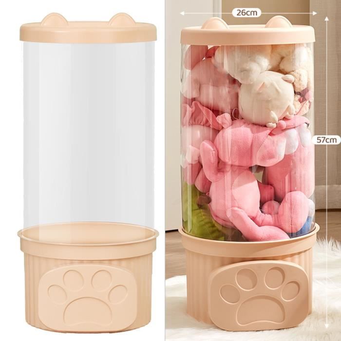 KEENSO Conteneur d'affichage de jouet en peluche Conteneur de stockage de jouets PET Cylindre Transparent Seau meuble bac Vert Rose